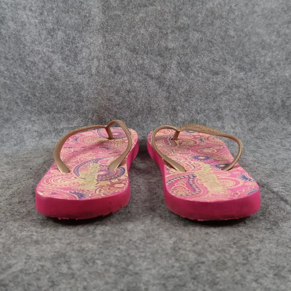 Wallflower Shoes Girls 5 Sandals Flip Flops Casual Slip On Pink Paisley Flat Kid